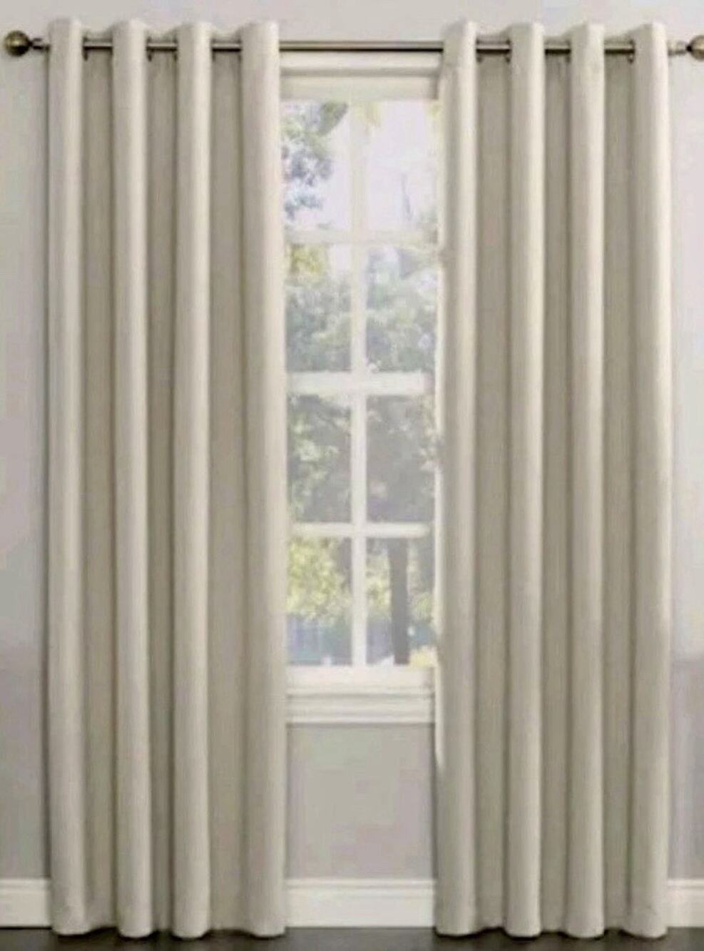 2 Panels Pearl Tan Sun Zero Blackout Energy Efficient Grommet Curtains 40"x 84"